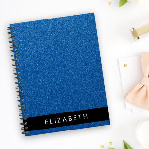 Blue Glitter, Glitter Background, Your Name Notebook