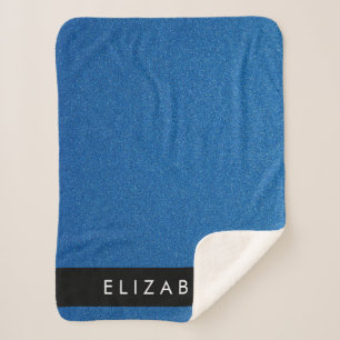 Blue Glitter, Glitter Background, Your Name Sherpa Blanket