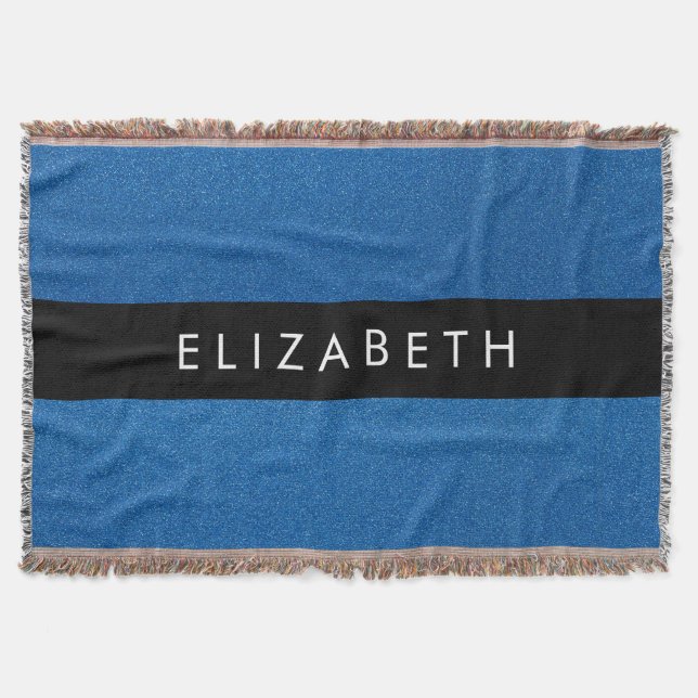Blue Glitter, Glitter Background, Your Name Throw Blanket (Front)