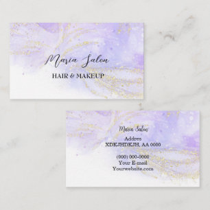 blue glitter gold watercolor Business Card