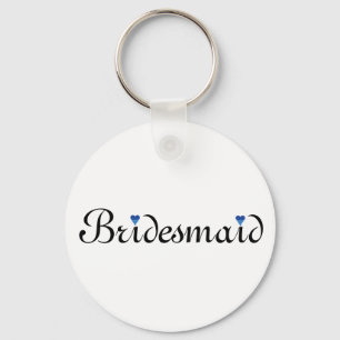 Blue Glitter Heart Personalized Bridesmaid Keychain