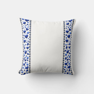 Blue glitter heart throw pillow