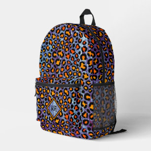   Blue Glitter Leopard Pattern Girly Cheetah Print Printed Backpack