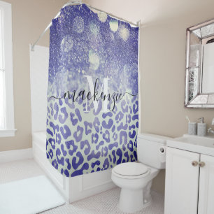 Blue Glitter Leopard Print