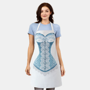 Blue Glitter Lingerie Apron