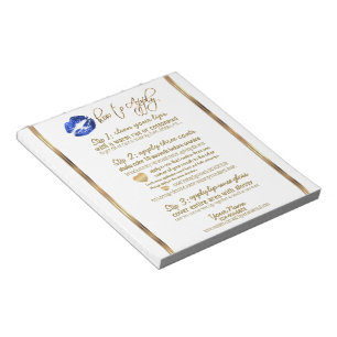 Blue Glitter Lip Instructions on White Notepad