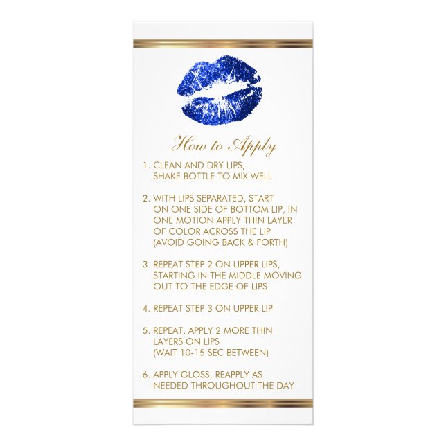 Blue Glitter Lip Instructions Rack Card (Front)