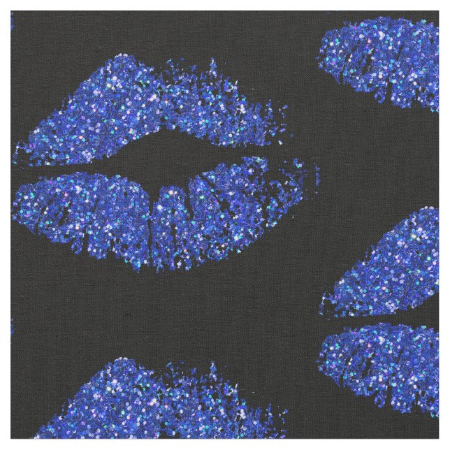 Blue Glitter Lips #4 Fabric (Close Up)