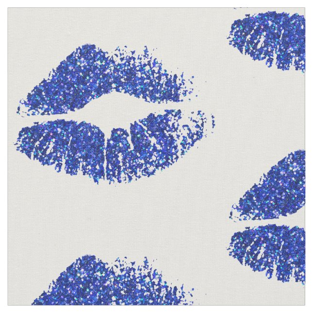Blue Glitter Lips #5 Fabric (Close Up)