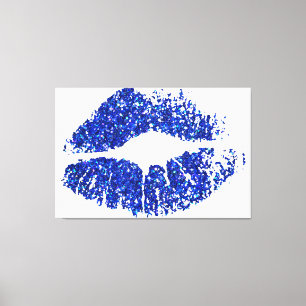 Blue Glitter Lips Canvas Print