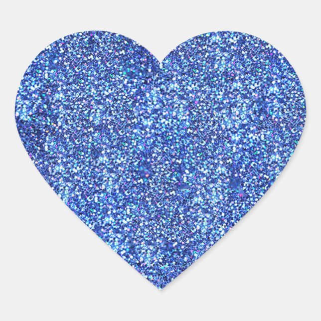 Blue Glitter Look Blank Template Glamourous Modern Heart Sticker (Front)