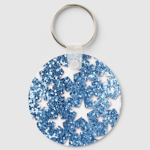 Blue Glitter Look Stars Keychain