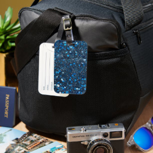 Blue Glitter Luggage Tag