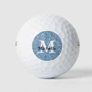 Blue Glitter Monogram Golf Balls