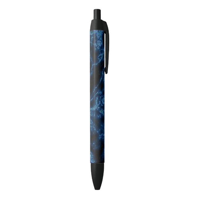 Blue Glitter Over Black Background Black Ink Pen (Bottom (Vertical))