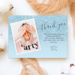 Blue glitter pastel photo thank you Sweet 16