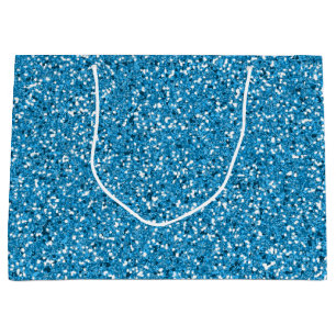 Blue Glitter Pattern Look-like Large Gift Bag