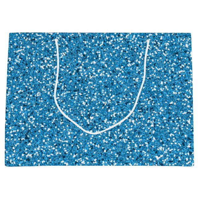 Blue Glitter Pattern Look-like Large Gift Bag (Front)