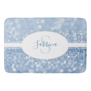 Blue Glitter Personalize Bath Mat