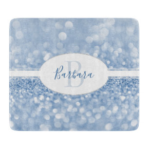 Blue Glitter Personalize Cutting Board