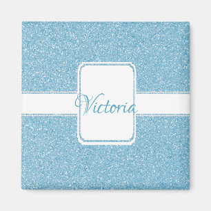 Blue Glitter Personalize Magnet