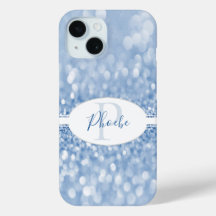 Blue Glitter Personalize Samsung Galaxy Case