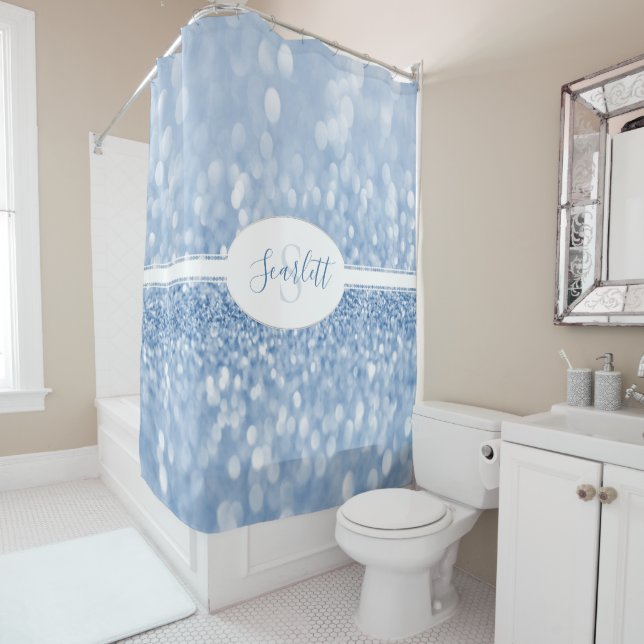 Blue Glitter Personalize Shower Curtain (In Situ)