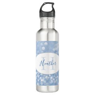 Blue Glitter Personalize Water Bottle