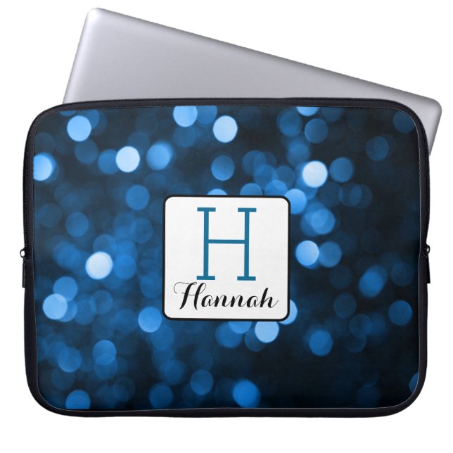 Blue Glitter - Personalize Your Own Laptop Sleeve (Front)