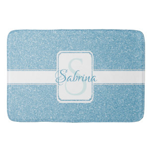 Blue Glitter Personalized Bath Mat