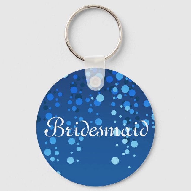 Blue Glitter Personalized Bridesmaid Keychain (Front)