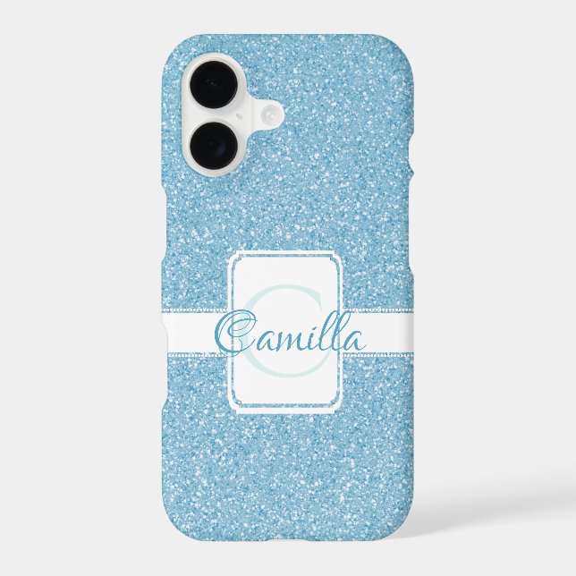 Blue Glitter Personalized Case-Mate iPhone Case (Back)