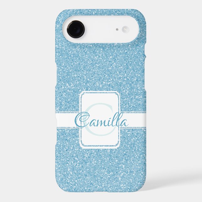 Blue Glitter Personalized Case-Mate iPhone Case (Back)