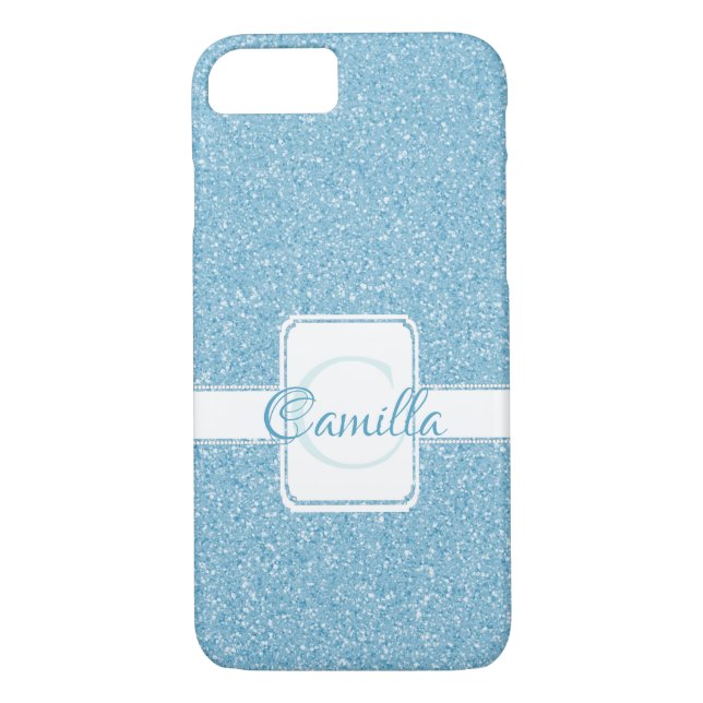 Blue Glitter Personalized Case-Mate iPhone Case (Back)