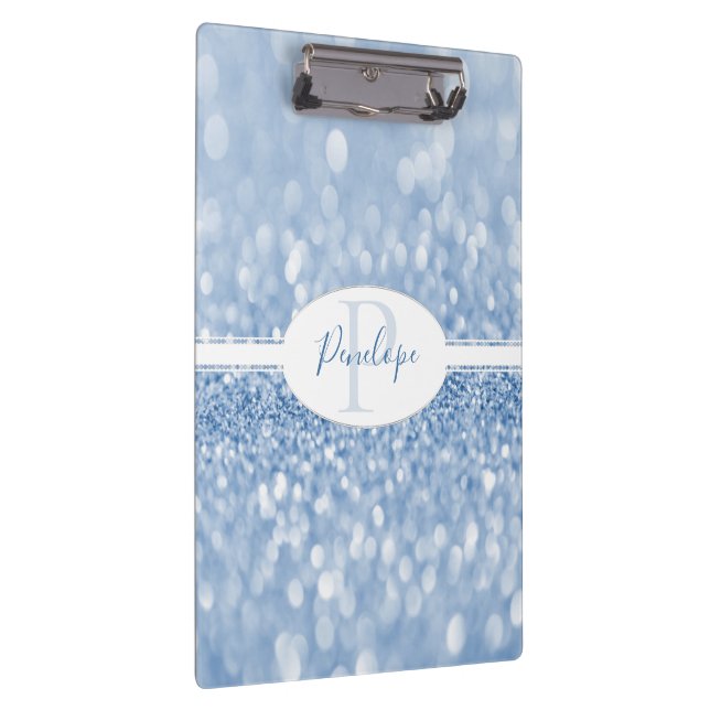 Blue Glitter Personalized Clipboard (Right)
