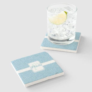 Blue Glitter Personalized Coaster