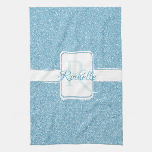 Blue Glitter Personalized Kitchen Towel
