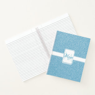 Blue Glitter Personalized Notebook