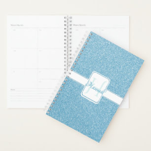 Blue Glitter Personalized Planner