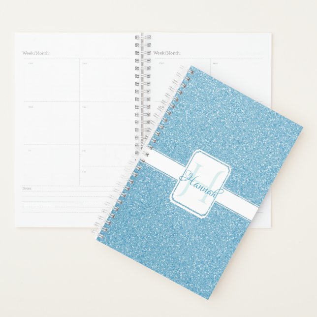 Blue Glitter Personalized Planner (Display)