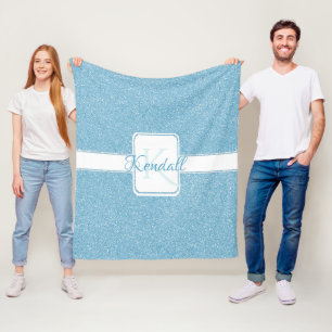 Blue Glitter Personalized Throw Blanket