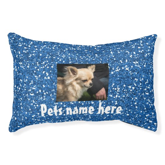 Blue Glitter Pet Pillow (your pets name and Photo)