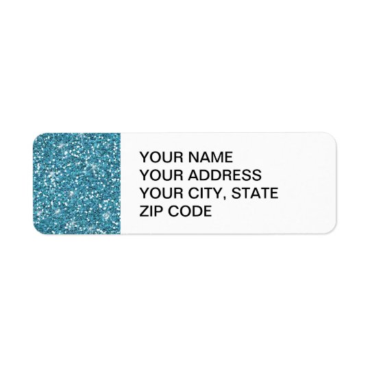 Blue Glitter Printed Return Address Label