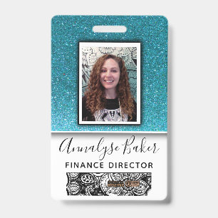 Blue Glitter Professional CNA Nurse Doc Photo Name Badge