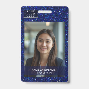 Blue Glitter Professional Event ID name tag photo Badge