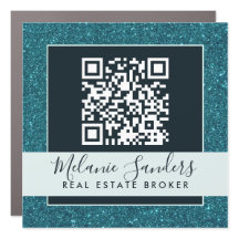 BLUE GLITTER REAL ESTATE Car Magnet w/ QR CODE 