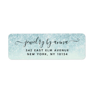 Blue Glitter Return Address Label