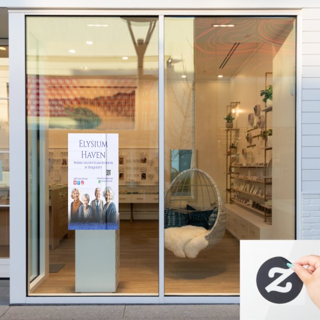 Blue Glitter Seniors Care Homes Peace Love Family Window Cling (Store Window)