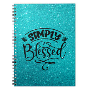 Blue Glitter Simply Blessed Notebook