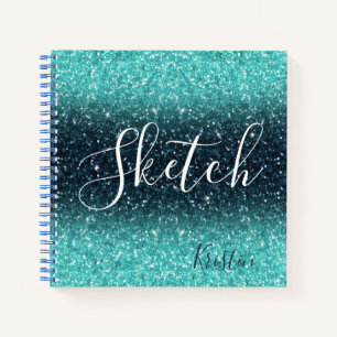 Blue Glitter Sketchbook Notebook